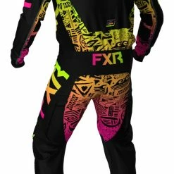 FXR Youth Podium MX Pants -Motorcycle Pants Sales fxr podium mx pants black hi viz yellow pink 3
